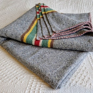 Vintage Wool Grey & stripes blanket