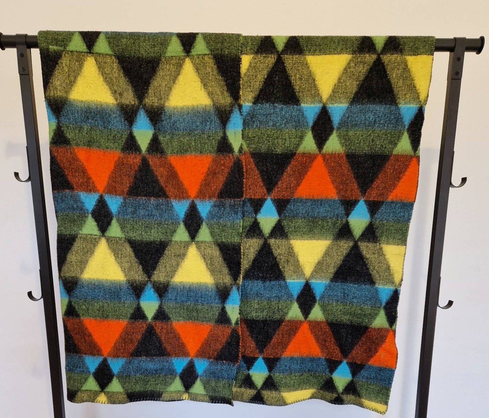 Vintage Dutch Blanket Wool Blend Diamond Triangle Design Etsy UK