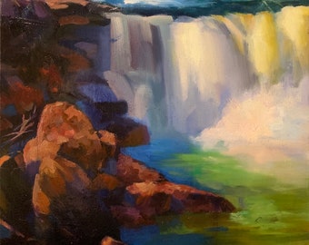 Waterfall Landscape WL1E30-1 36x48 100% Hand Painted Oil - Etsy