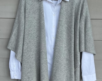 100% Cashmere Cape/Ruana-Heather Gray
