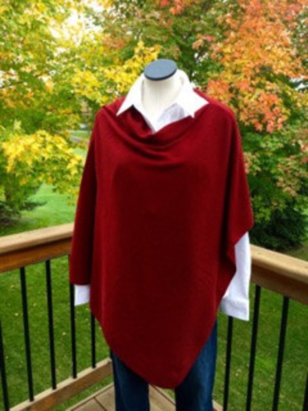 Cashmere Poncho-deep Rust - Etsy