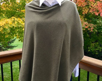 Cashmere Poncho-Olive