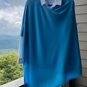 100% Cashmere Poncho-Robin Egg Blue