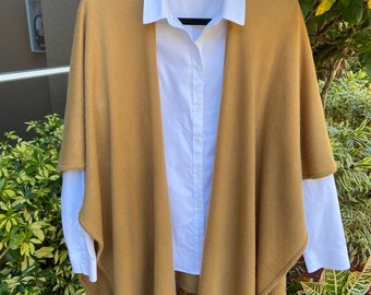 100% Cashmere Cape/Ruana-Dark Tan