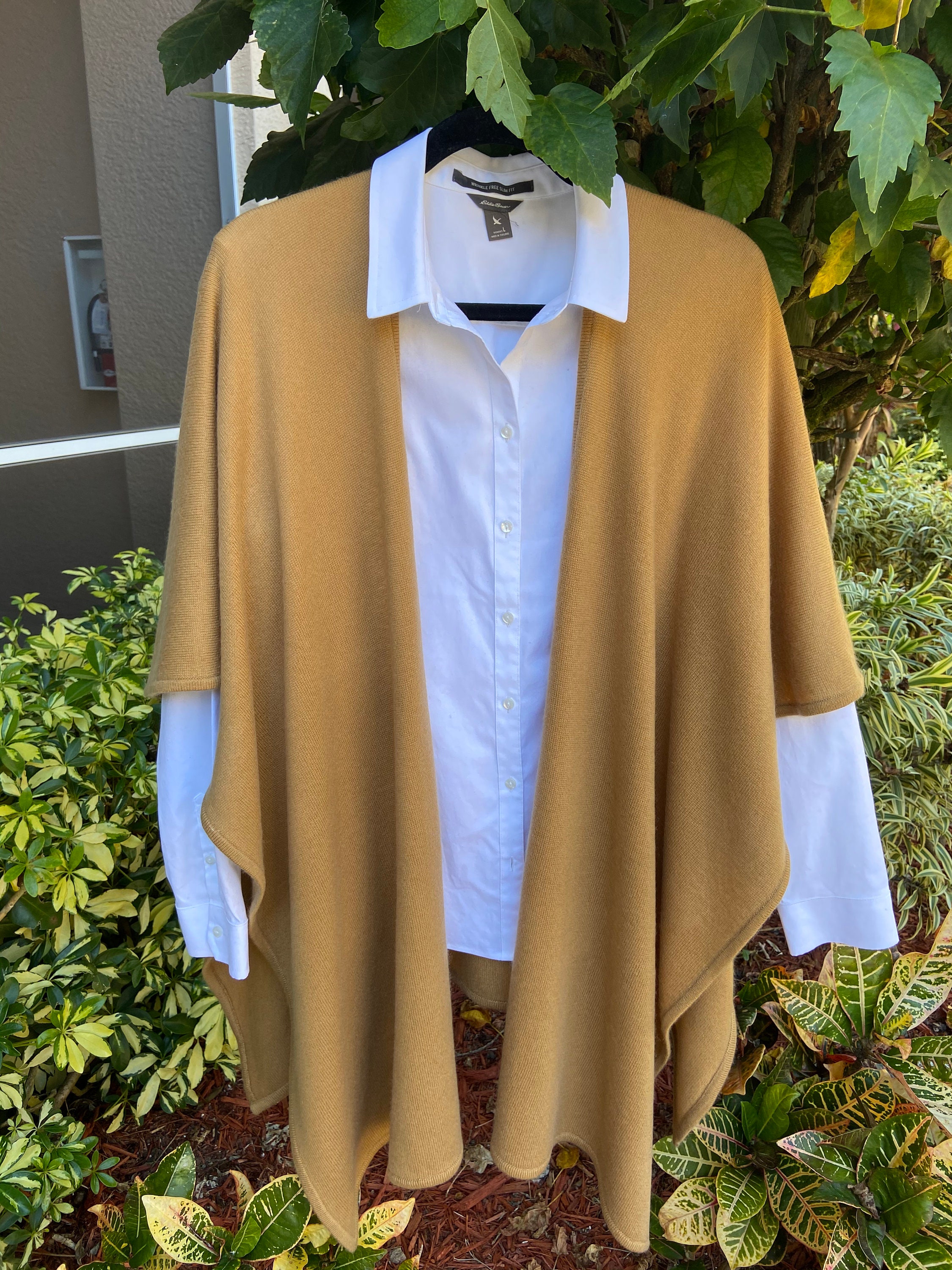 100% Cashmere Cape/ruana-dark Tan - Etsy