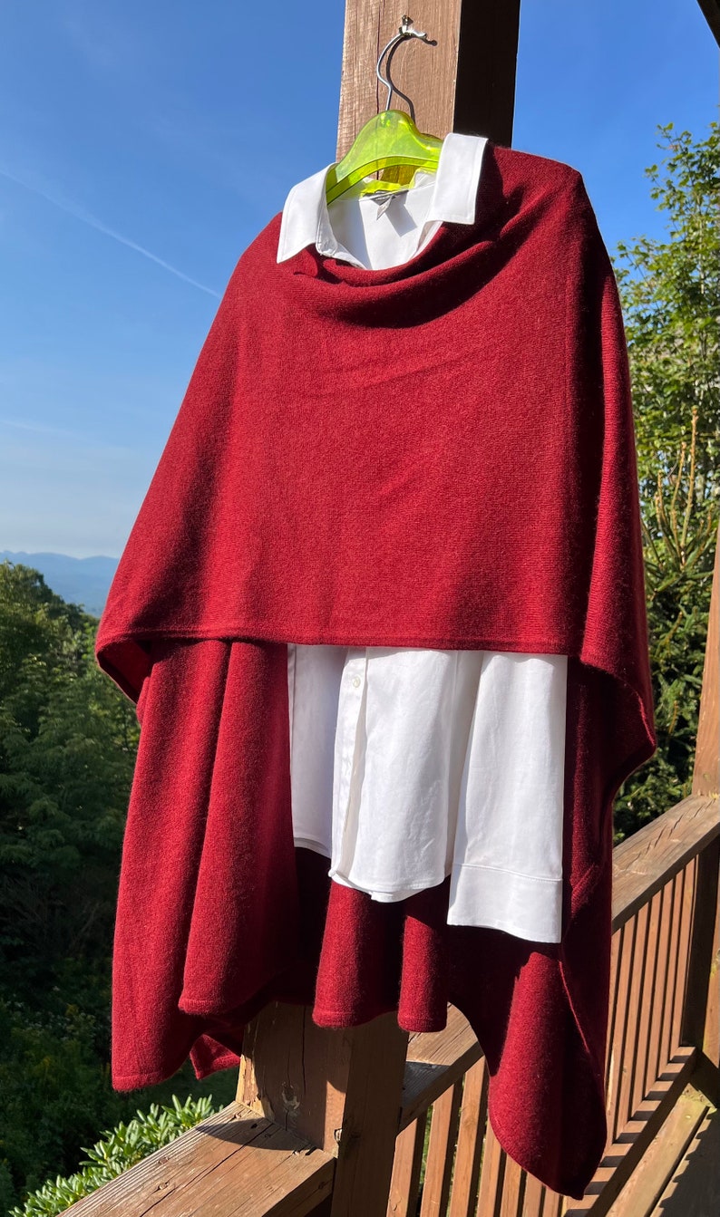 Cashmere Cape/Ruana-Rust/Burgundy image 3