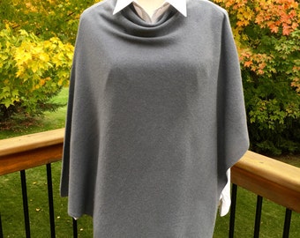 Cashmere Poncho-Medium Gray