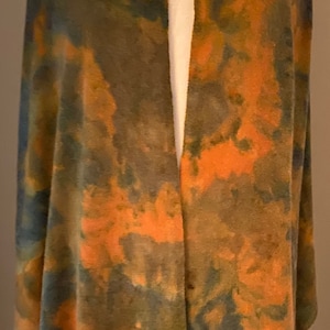 Cashmere Travel Wrap Watercolor#7-Blues, Oranges, Purples, Olives