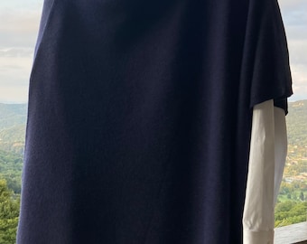 100% Cashmere Poncho-Navy