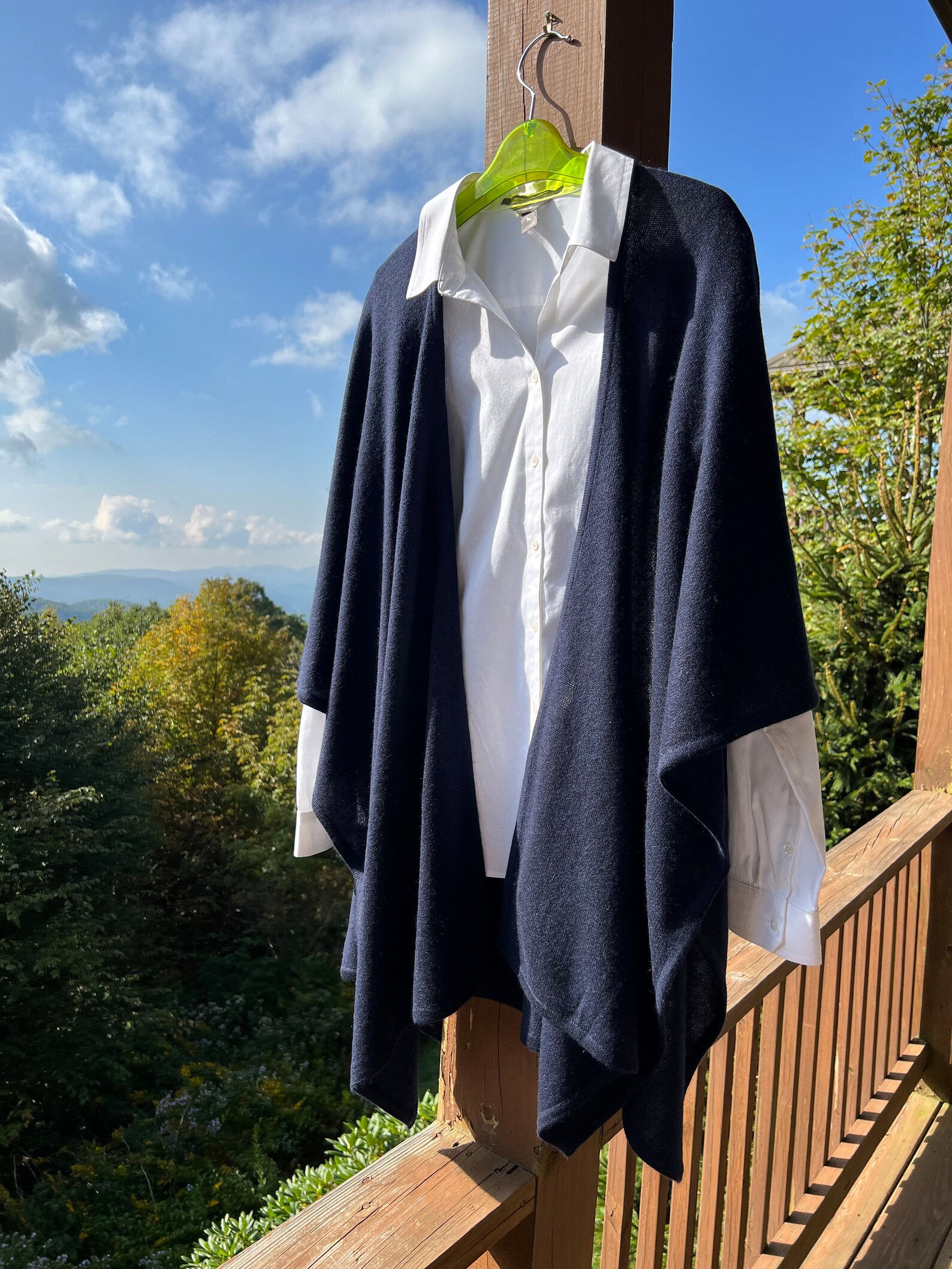 100% Cashmere Cape Ruana-navy - Etsy