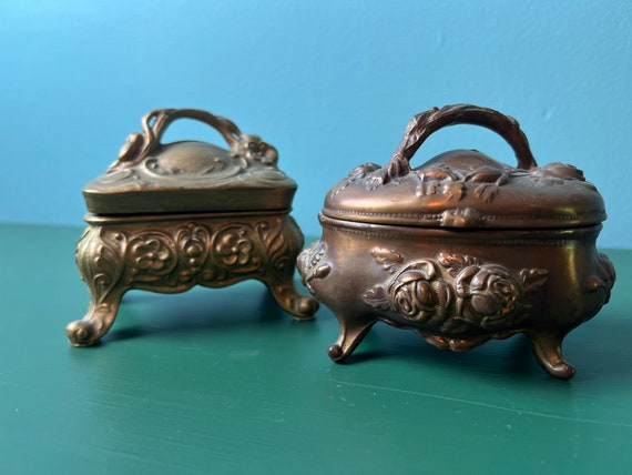Antique solid brass trinket boxes - image 1