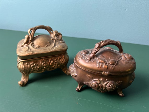 Antique solid brass trinket boxes - image 2