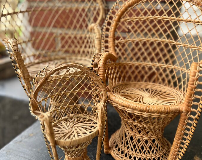 Small Wicker Peacock Chairs Etsy