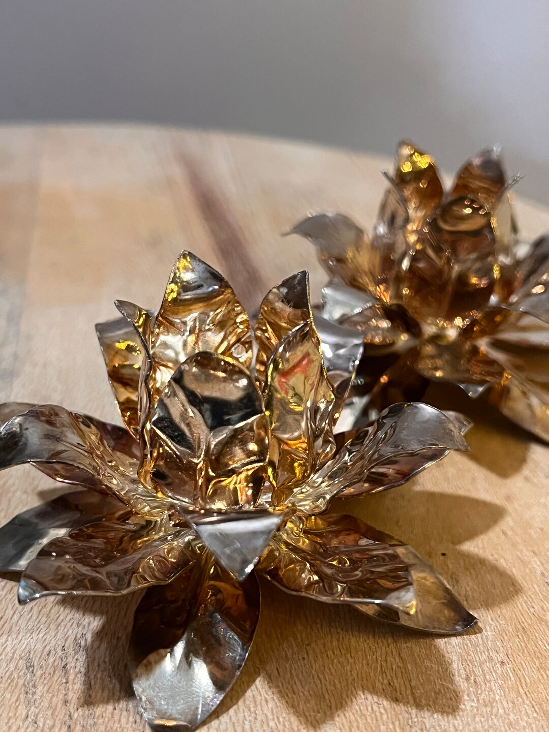 Set of 2 Brass Holly Candle Holders Etsy