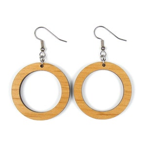Hoop Wood Hook Earring Maple, Alder or Walnut Alder (medium)