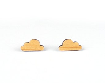 Cloud mini wood stud earrings - Maple & Alder