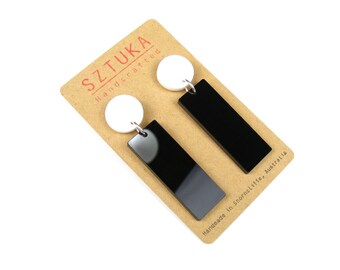 Black & White Basics Acrylic Rectangle Drop Earrings