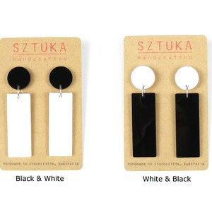 Black & White Basics Acrylic Rectangle Drop Earrings image 6