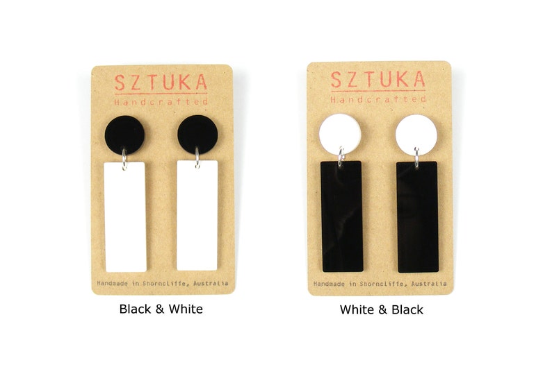 Black & White Basics Acrylic Rectangle Drop Earrings image 6