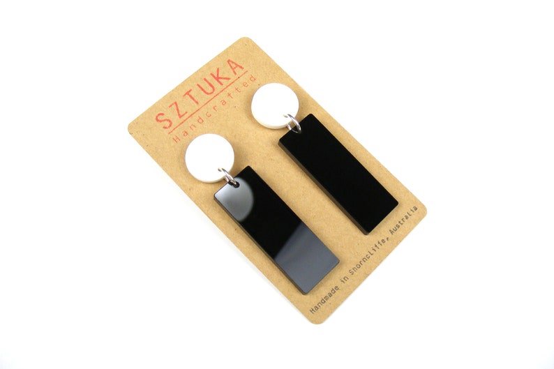 Black & White Basics Acrylic Rectangle Drop Earrings image 1
