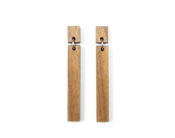 Bar Wood Drop Earring - Maple, Alder or Walnut