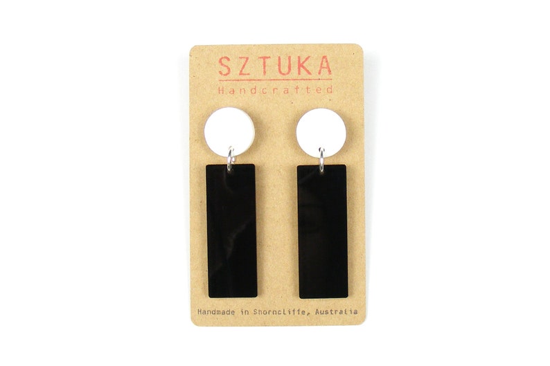 Black & White Basics Acrylic Rectangle Drop Earrings White & Black