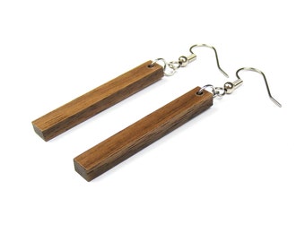 Bar Wood Hook Earring - Maple, Alder or Walnut