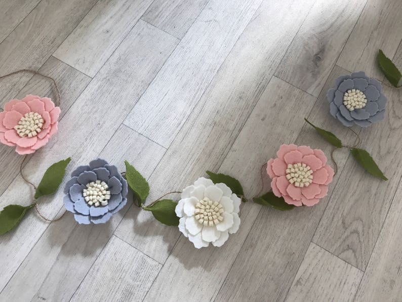 Floral felt flower garland nursery decor newborn baby Etsy