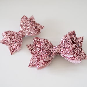 Pink Glitter bow, small or large, barbie pink bow