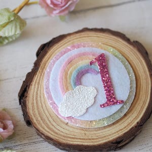 Rainbow pink birthday badge, rainbow glitter, 1 badge, birthday badge