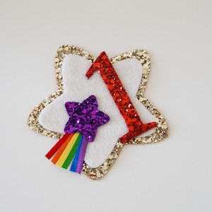 Rainbow birthday badge, Star birthday badge, star theme, birthday badge, 1 badge, first birthday