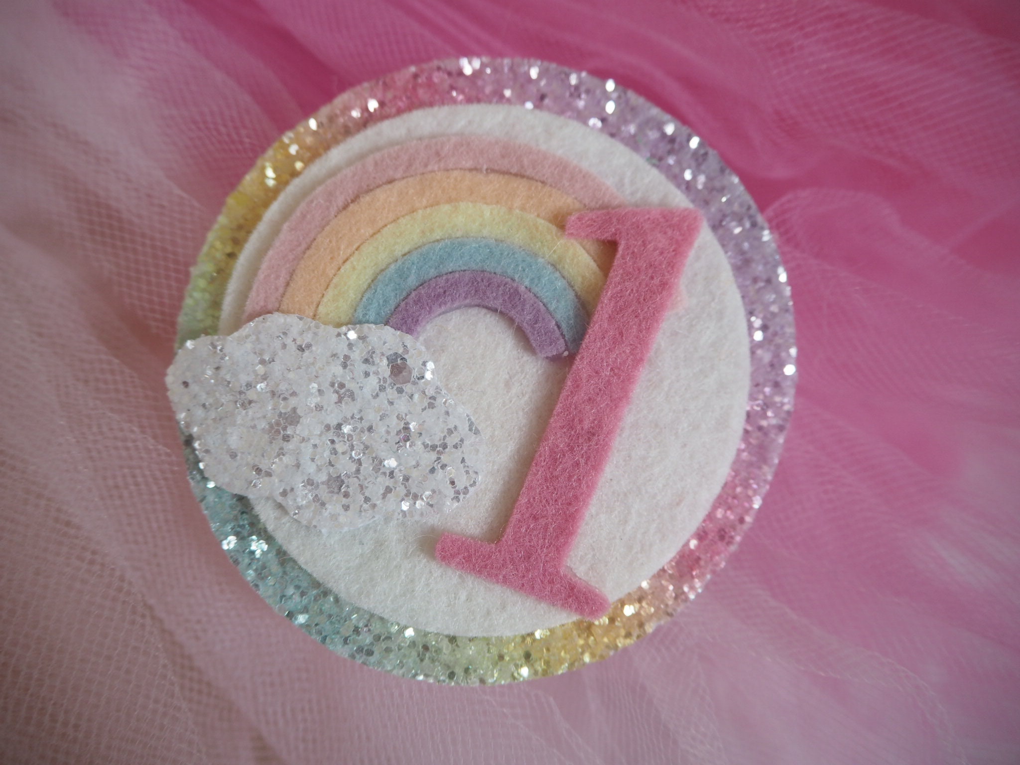 Rainbow birthday badge rainbow glitter 3 badge birthday | Etsy