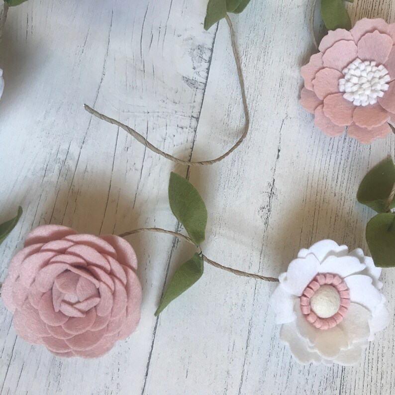 Floral Garland Felt Flower Garland Nursery Decor Newborn Baby Etsy