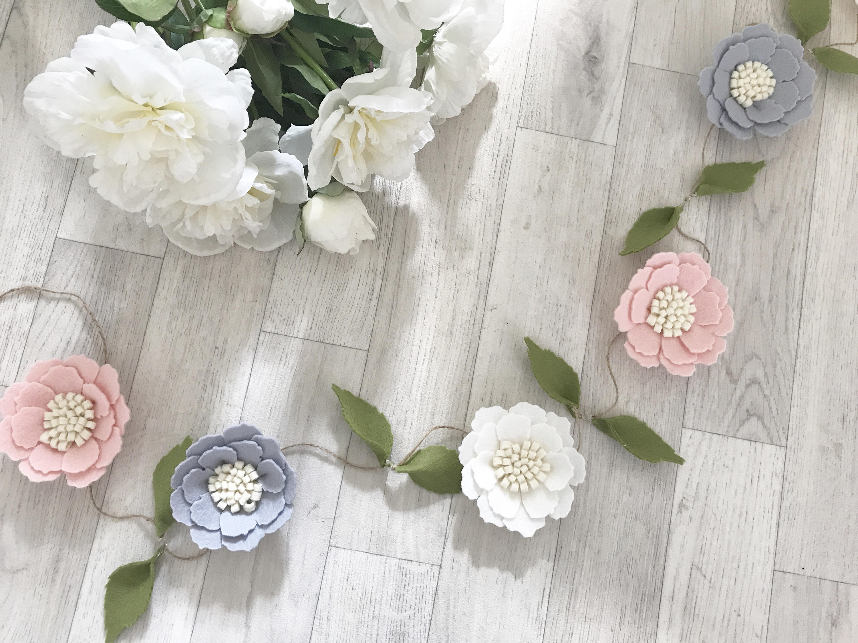 Floral felt flower garland nursery decor newborn baby Etsy