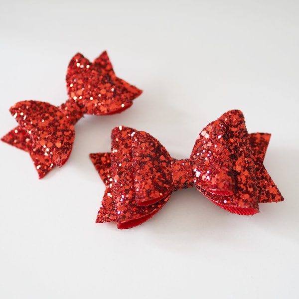Red Glitter bow, small or large
