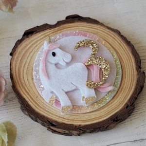 Unicorn birthday badge, rainbow glitter unicorn, 3 badge, birthday badge