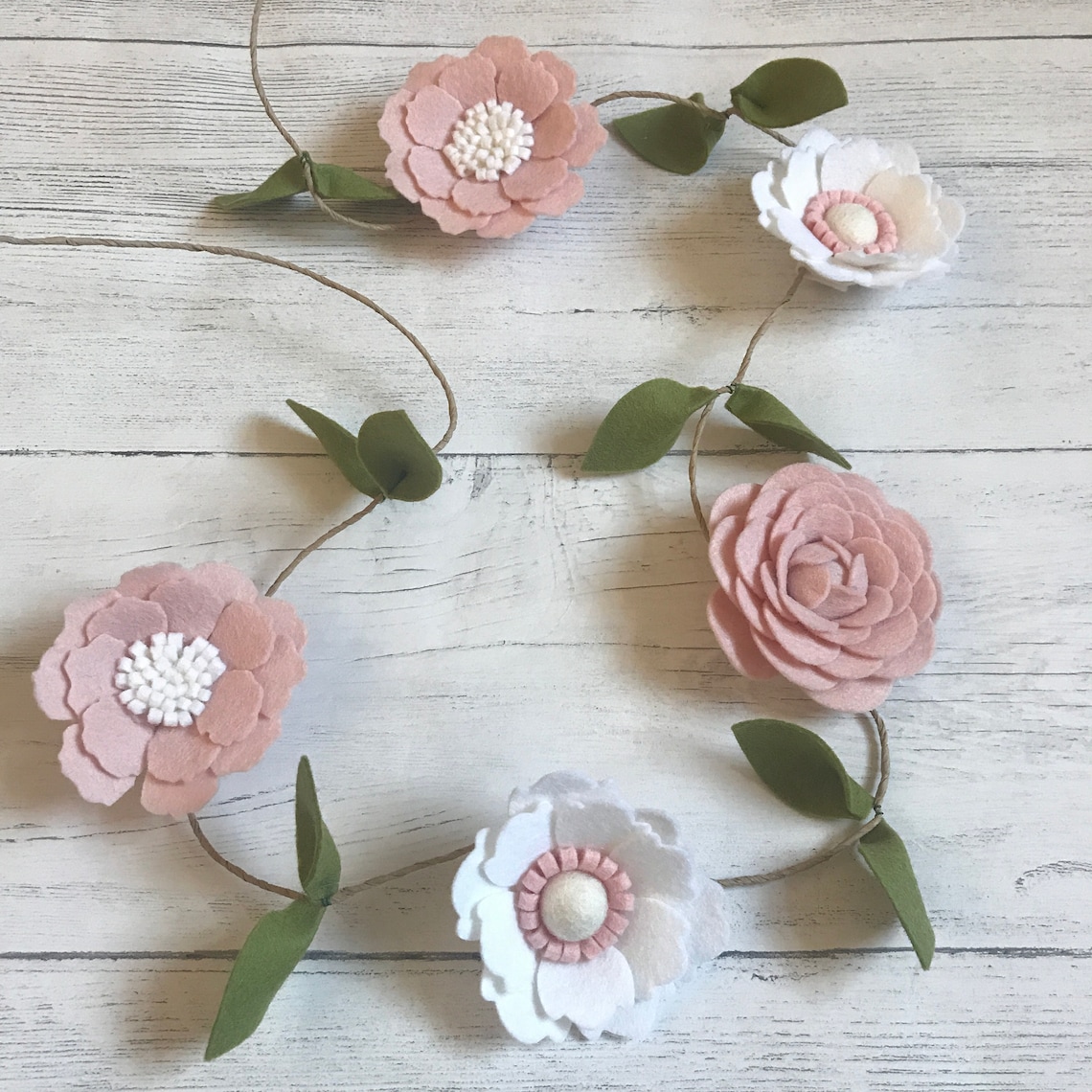 Floral garland felt flower garland nursery decor newborn baby Etsy
