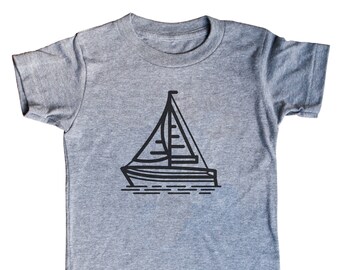 Segelboot Kinder Shirt | Minimale t | Sohn | Kind | T-Stücke | Für Geschenk | Geburtstag | Nautische | Unisex | Triblend