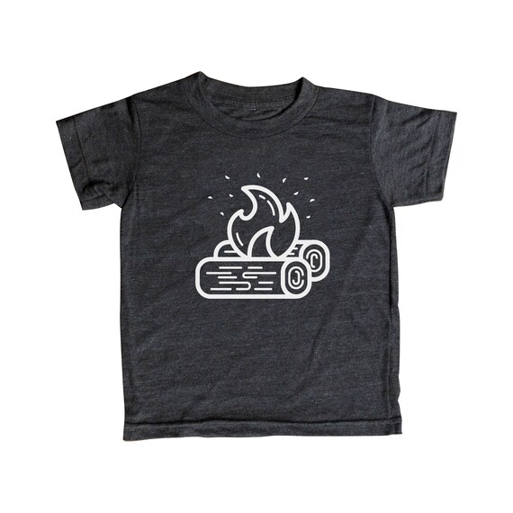Campfire Kids Shirt | Minimal Tee | Son | Child | Clothing | Tops | For Gift | Birthday | Camping | Triblend