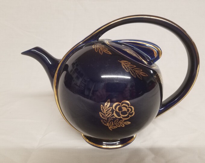 Vintage Cobalt Blue Hall Airflow Teapot & Lid Etsy