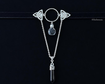 Witchy Choker • Black Salt Vial • Triquetra & Black Onyx • Gothic Necklace • Pagan Jewelry • Protection Talisman