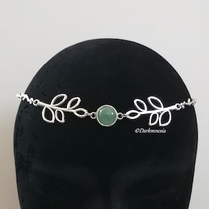 Tiara, headband, leaves, natural stone, aventurine, branches, celtic, elven, wicca, witchy, pagan