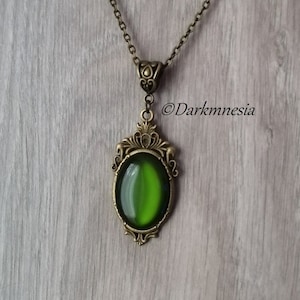 Necklace, bronze, pendant, green stone, medieval, victorian, goth, gothic