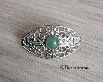 Barrette, hair accessories, aventurine, green, natural stone, celtic, medieval, pagan, wicca, witchy, witch