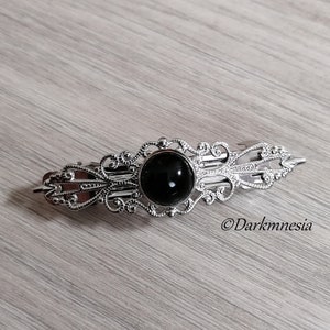 Barrette, hair accessories, black onyx, natural stone, medieval, witchy, gothic, witch, goth