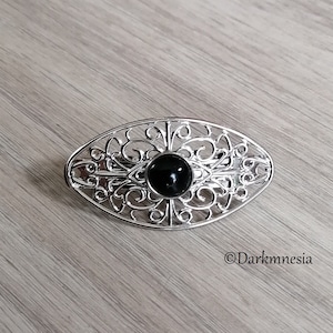 Barrette, hair accessories, onyx, black, natural stone, goth, gothic, romantic, victorian