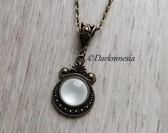 necklace, bronze, pendant, white stone, medieval, victorian, goth, gothic