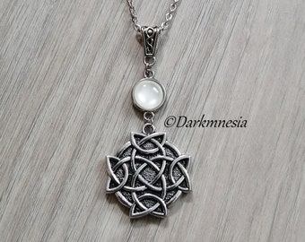 Necklace, pendant, celtic knots, white stone, celtic, medieval, viking, nordic,, elven, pagan