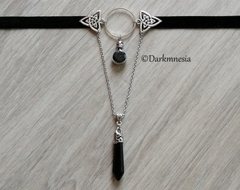 Choker, necklace, velvet, ring, jar, black salt, pendulum, onyx, choker, goth, gothic, witchy, wicca, witch, witchcraft