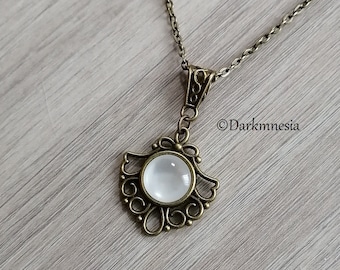necklace, bronze, pendant, white stone, medieval, victorian, goth, gothic